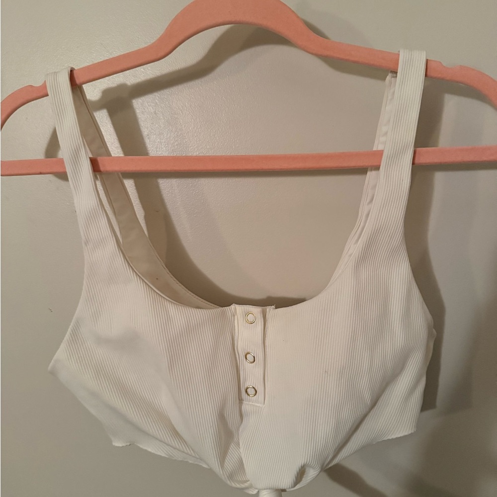 White Ribbed Crop Top